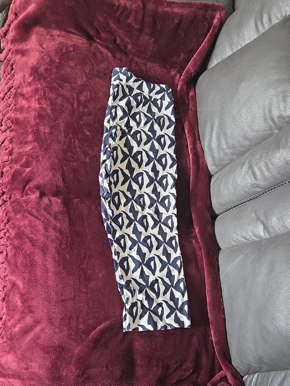 George Navy and White Abstract Leaf Print Pants